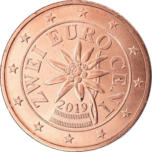 Austria, 

2 céntimos de euro, 

2019