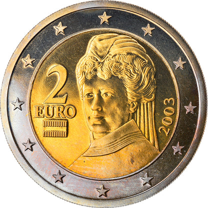 Austria, 
  
  2 euros, 
  
  2003