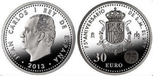 ESPAÑA 30 EUROS 2013  75 ANIVERSARIO DEL REY