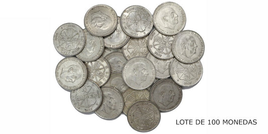 LOTE: 100 MONEDAS DE PLATA F.FRANCO 100 PESETAS 1966