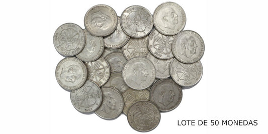 LOTE: 50 MONEDAS DE PLATA F.FRANCO 100 PESETAS 1966