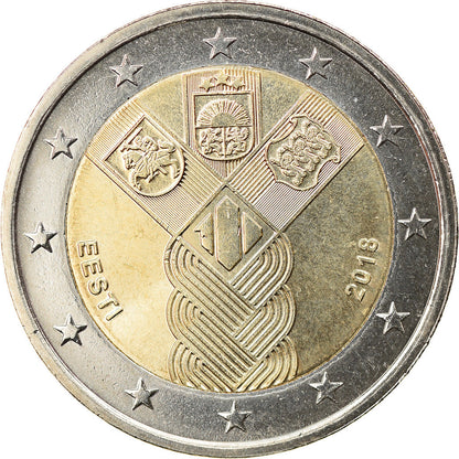 tierra del este, 
  
  2 euros, 
  
  Hundertjährige Stiftung der independent baltischen Staaten
