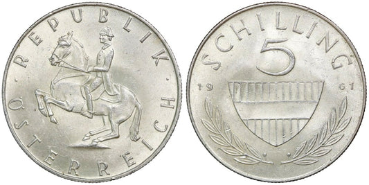 AUSTRIA 5 SCHILLING 1961