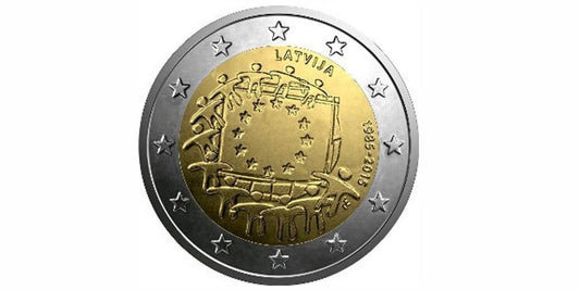 2 EUROS LETONIA 2015 XXX ANIVERSARIO DE LA BANDERA