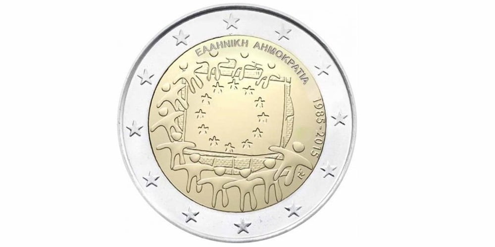 2 EUROS GRECIA 2015 XXX ANIVERSARIO DE LA BANDERA