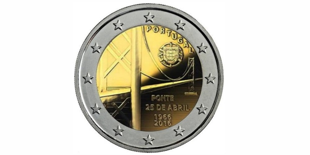 2 EUROS PORTUGAL 2016 50 ANIVERSARIO DEL PUENTE 25 DE ABRIL