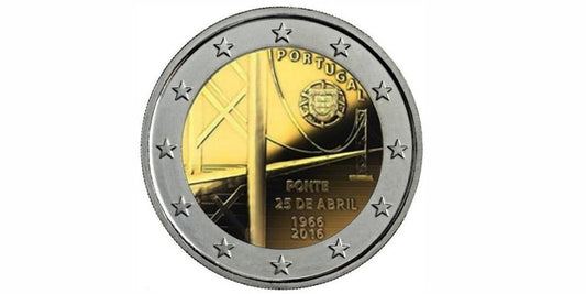 2 EUROS PORTUGAL 2016 50 ANIVERSARIO DEL PUENTE 25 DE ABRIL