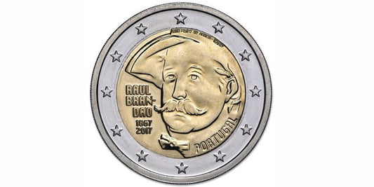 2 EUROS PORTUGAL 2017 150 AÑOS DEL NACIMIENTO DE RAUL BRANDAO