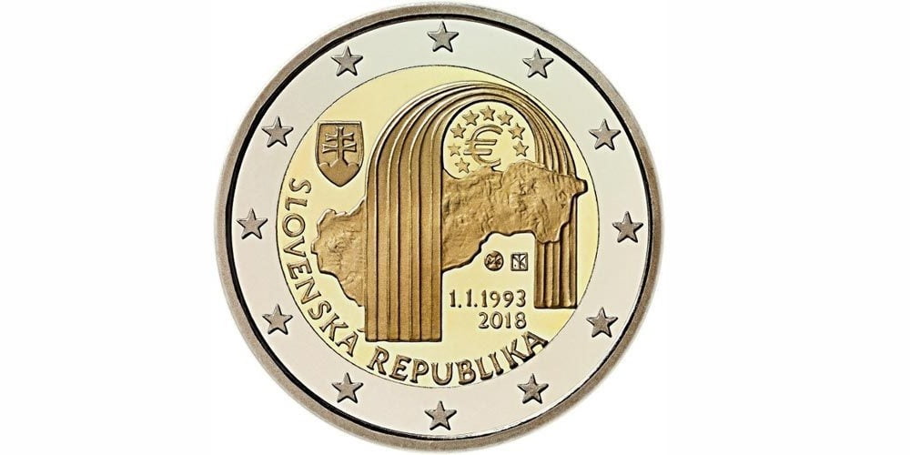 2 EUROS ESLOVAQUIA 2018 25 ANIVERSARIO DE LA REPUBLICA