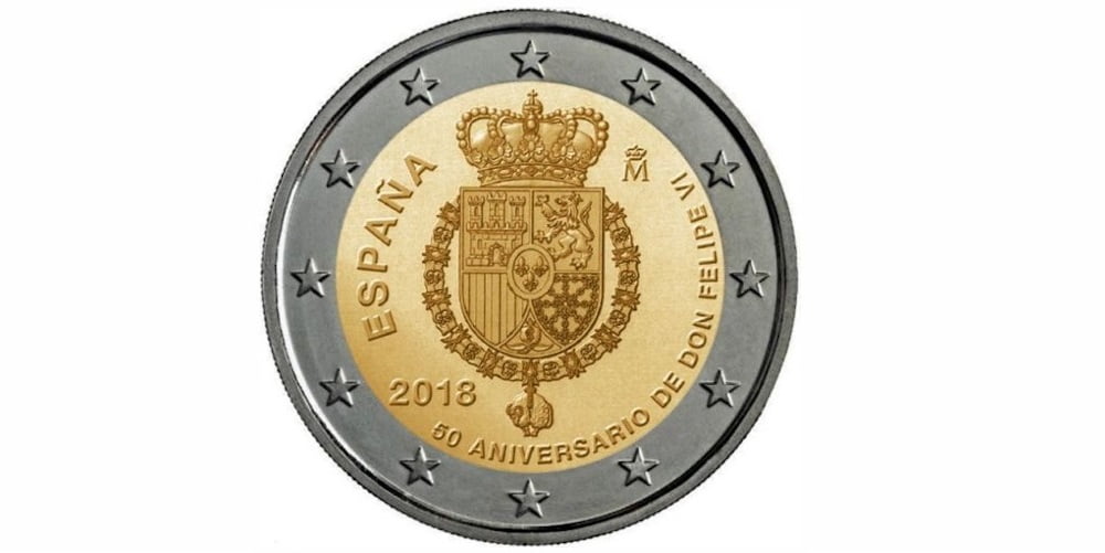2 EUROS ESPAÑA 2018 50 ANIVERSARIO DEL REY FELIPE VI
