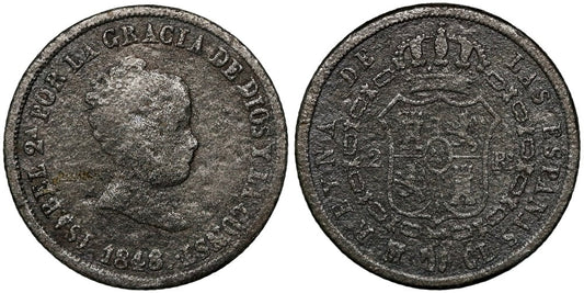 FALSA DE EPOCA 2 REALES 1848