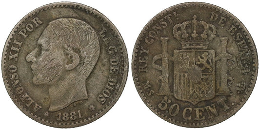FALSA DE EPOCA 50 CENTIMOS 1881
