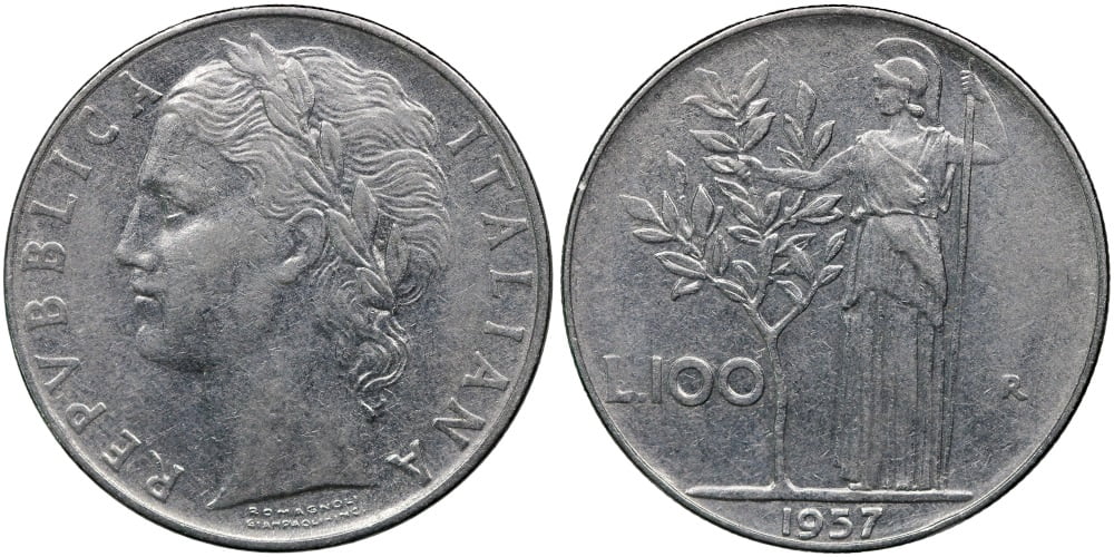 ITALIA 100 LIRAS 1957