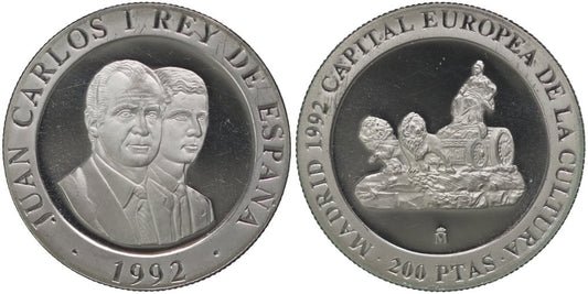 ESPAÑA 200 PESETAS 1992 PLATA MADRID CAPITAL CULTURAL