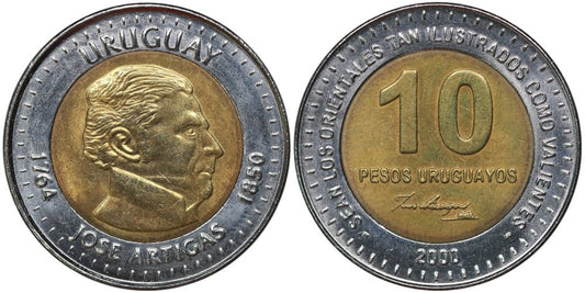 URUGUAY 10 PESOS 2000
