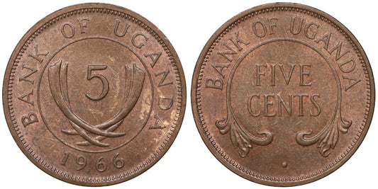 UGANDA 5 CENT 1966