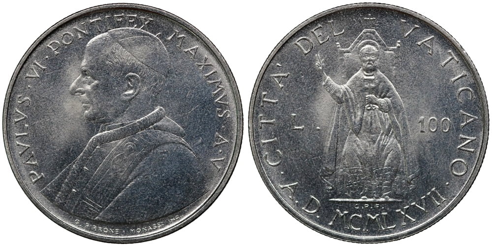 VATICANO 100 LIRAS 1967