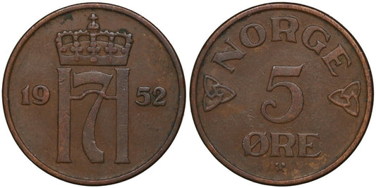 NORUEGA 5 ORE 1952