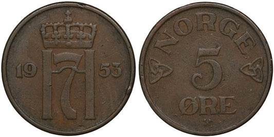 NORUEGA 5 ORE 1953