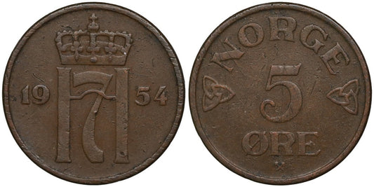 NORUEGA 5 ORE 1954