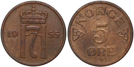 NORUEGA 5 ORE 1955