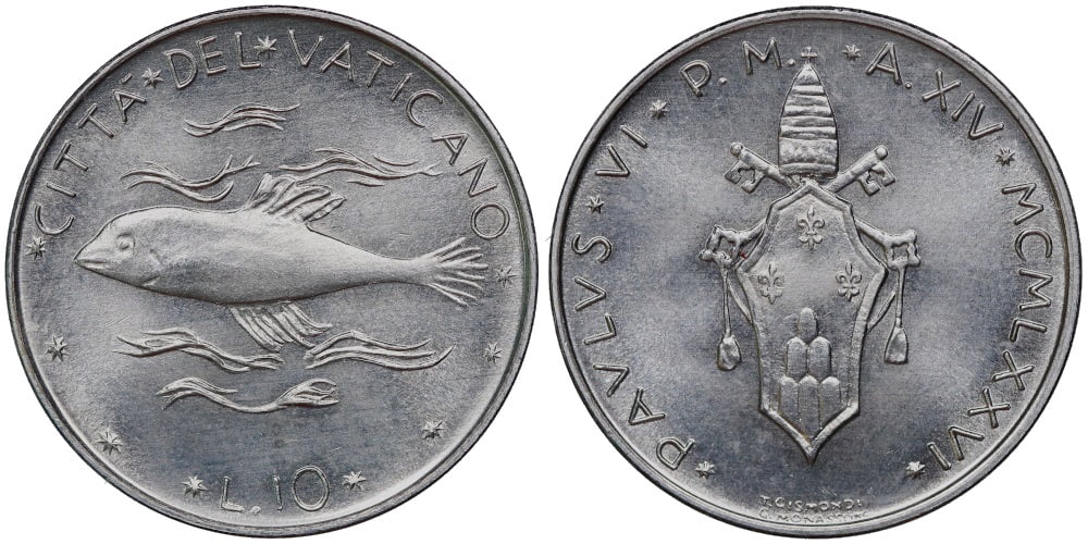 VATICANO 10 LIRAS 1976