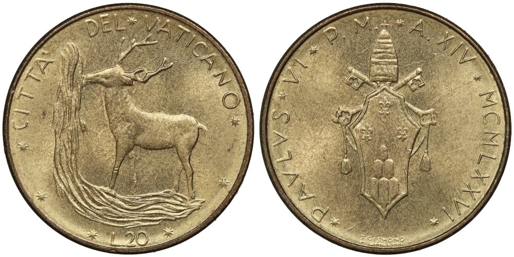 VATICANO 20 LIRAS 1976