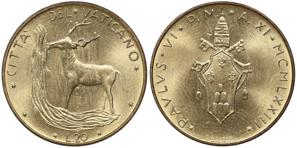 VATICANO 20 LIRAS 1973