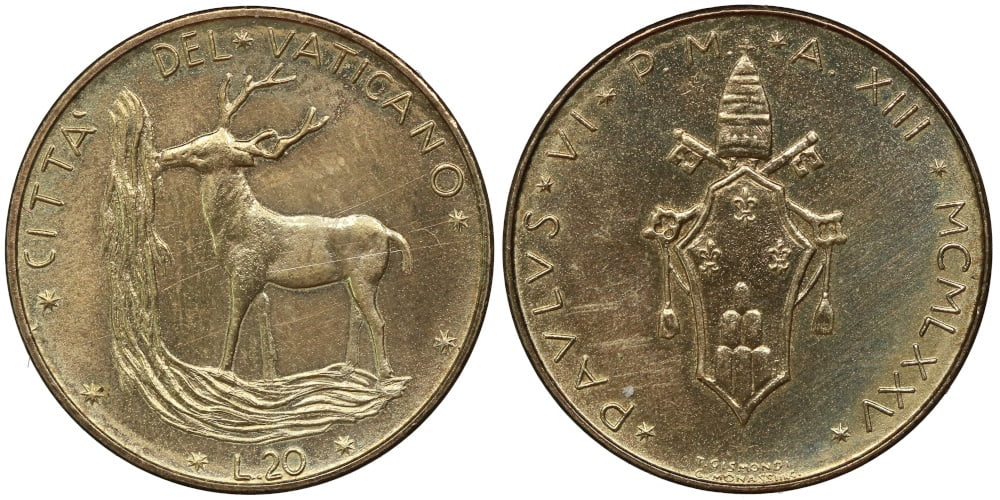 VATICANO 20 LIRAS 1975