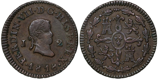 FERNANDO VII  2 MARAVEDIS 1818 JUBIA