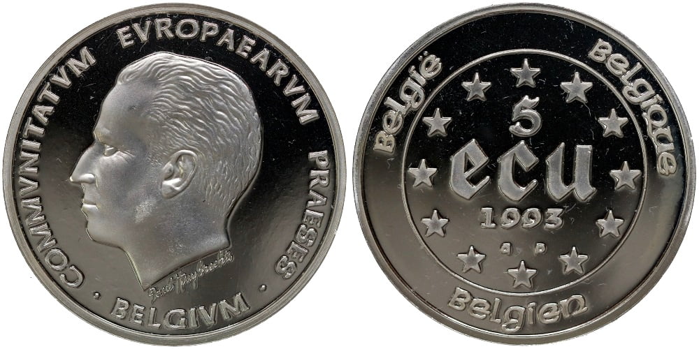 BELGICA 5 ECUS 1993 PRESIDENCIA DE LA C.E.