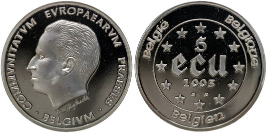 BELGICA 5 ECUS 1993 PRESIDENCIA DE LA C.E.
