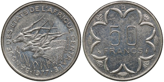 AFRICA CENTRAL 50 FRANCOS 1977