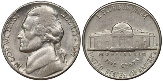 USA 5 CENTAVOS 1957 D