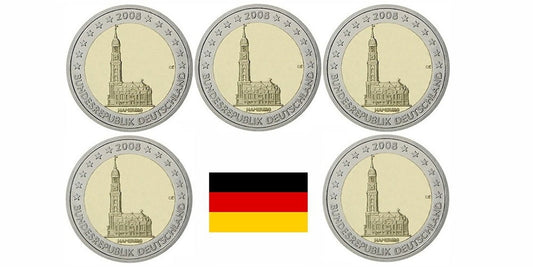 2 EUROS ALEMANIA 2008 HAMBURGO (5 LETRAS)