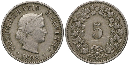 SUIZA 5 RAPPEN 1898