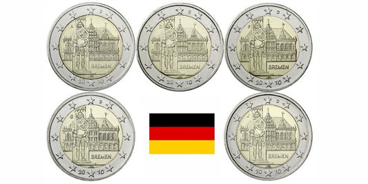 2 EUROS ALEMANIA 2010 BREMEN (5 LETRAS)