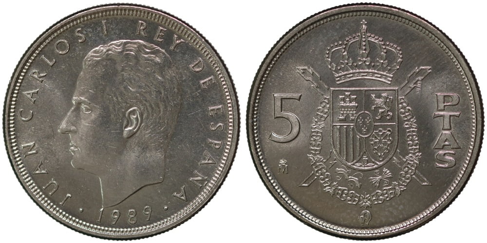 JUAN CARLOS I  5 PESETAS 1989 GRANDE