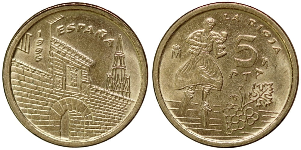 JUAN CARLOS I  5 PESETAS 1996 LA RIOJA