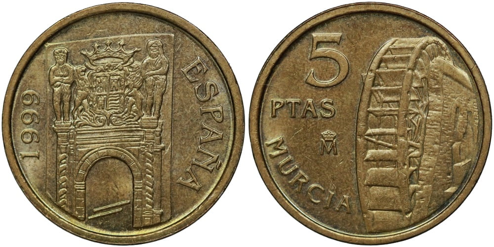 JUAN CARLOS I  5 PESETAS 1999 MURCIA