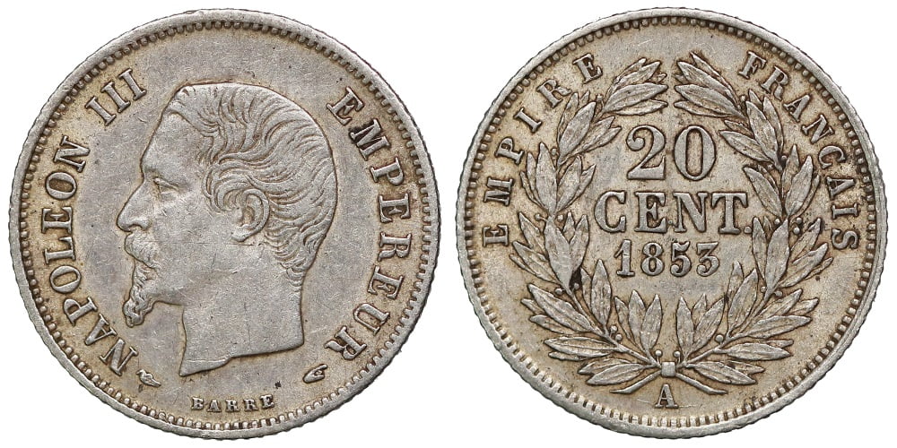 FRANCIA 20 CENTIMES 1853 A