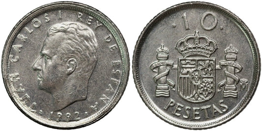 JUAN CARLOS I  10 PESETAS 1992 CON DEFECTO