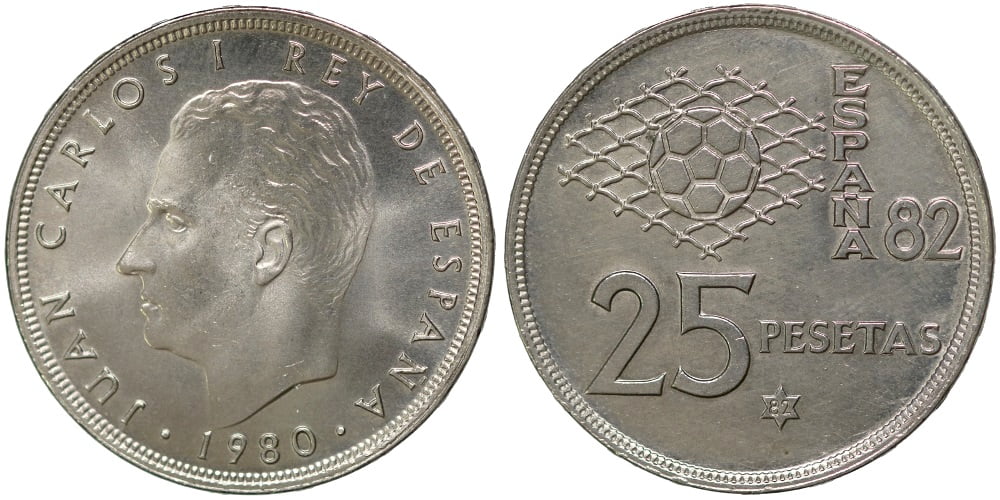 JUAN CARLOS I  25 PESETAS 1980*82 FUTBOL