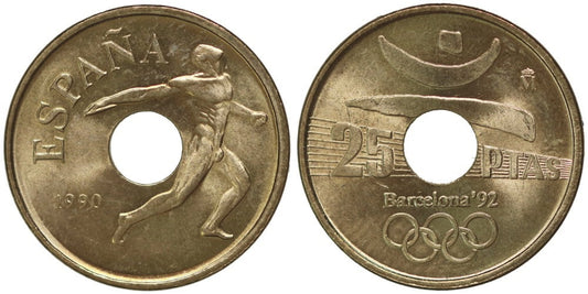 JUAN CARLOS I  25 PESETAS 1990 EMBLEMA OLIMPICO