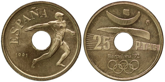 JUAN CARLOS I  25 PESETAS 1991 EMBLEMA OLIMPICO