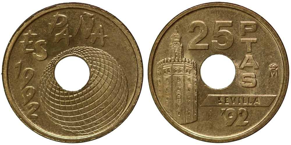 JUAN CARLOS I  25 PESETAS 1992 TORRE DEL ORO