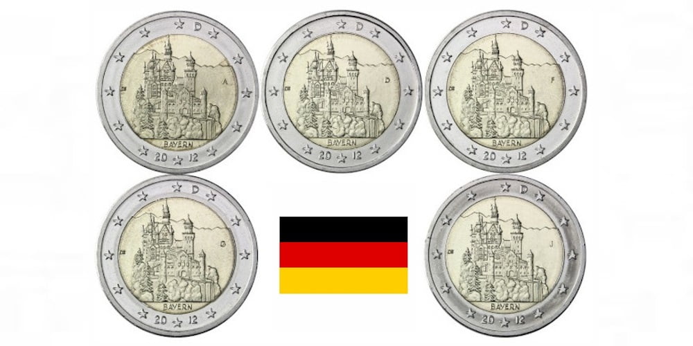 2 EUROS ALEMANIA 2012 CASTILLO NEUSCHWANSTEIN (5 LETRAS)