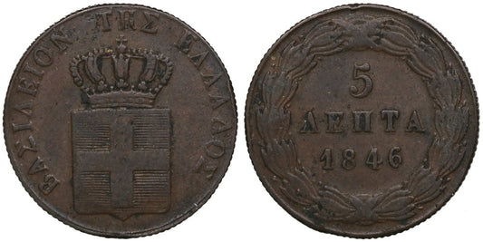 GRECIA 5 LEPTA 1846