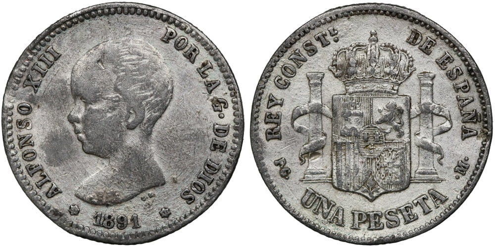FALSA DE EPOCA 1 PESETA 1891