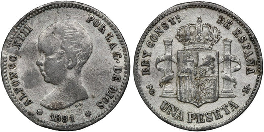 FALSA DE EPOCA 1 PESETA 1891